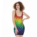 Colorful Swirl Print Sleeveless Bodycon Dress