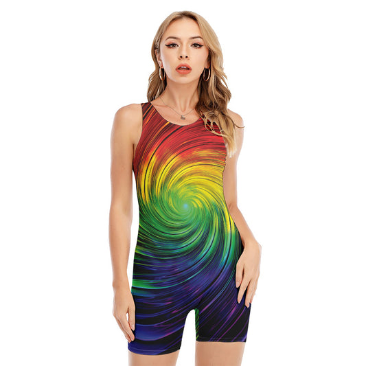 Colorful Swirl Print Sleeveless One Piece Swimsuit