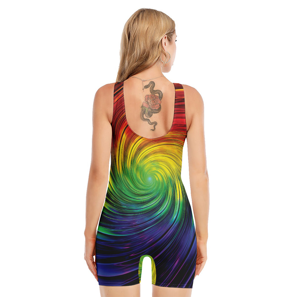 Colorful Swirl Print Sleeveless One Piece Swimsuit