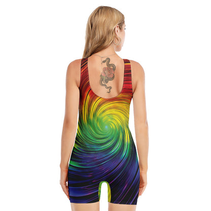 Colorful Swirl Print Sleeveless One Piece Swimsuit