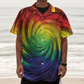 Colorful Swirl Print Textured Short Sleeve Shirt