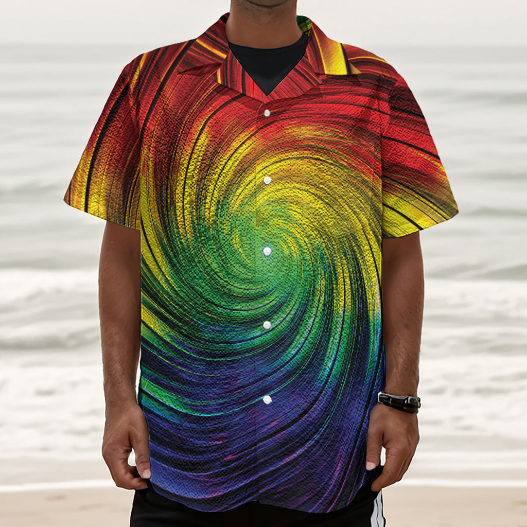 Colorful Swirl Print Textured Short Sleeve Shirt