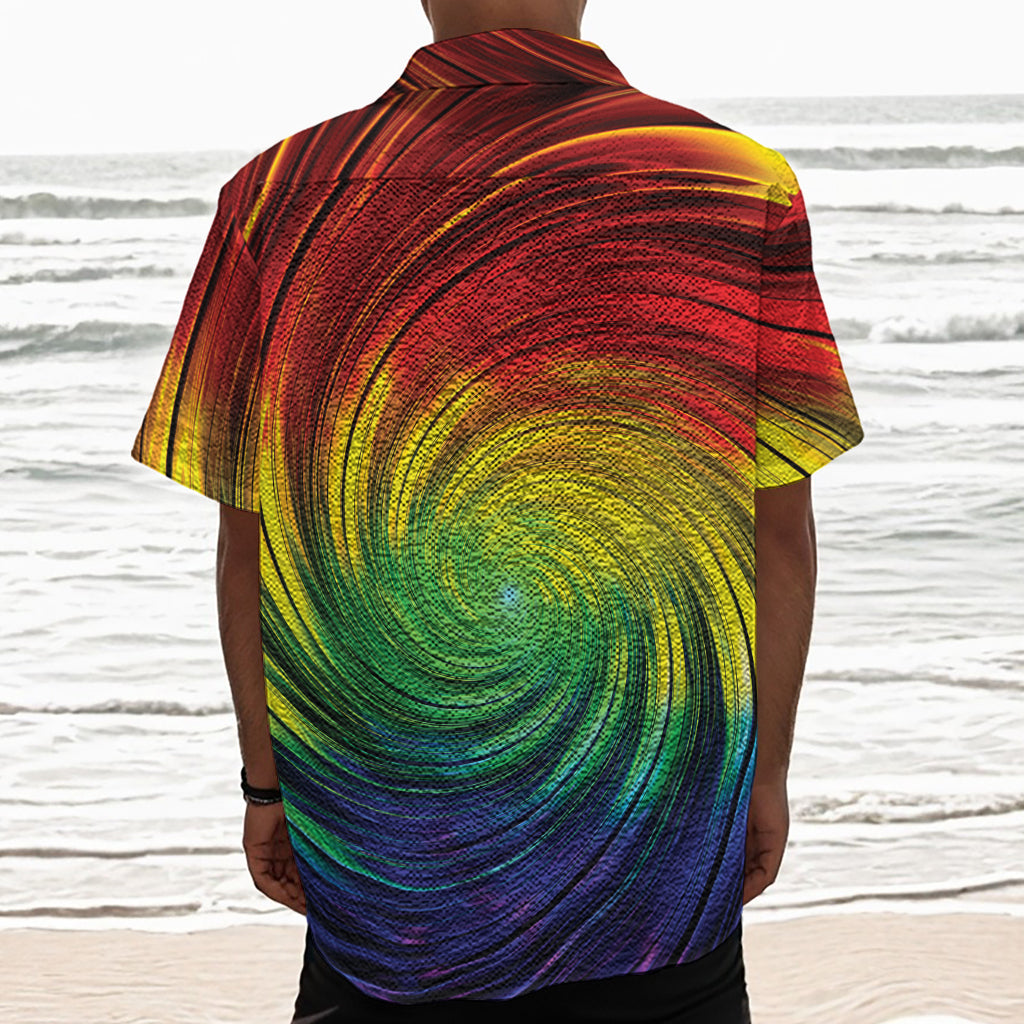 Colorful Swirl Print Textured Short Sleeve Shirt