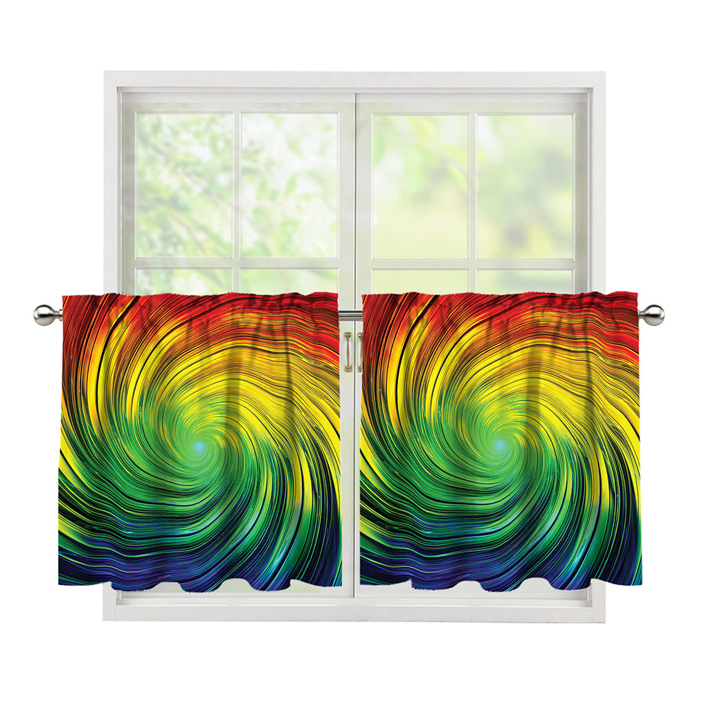 Colorful Swirl Print Tier Curtains