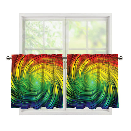 Colorful Swirl Print Tier Curtains