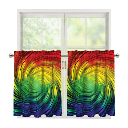 Colorful Swirl Print Tier Curtains