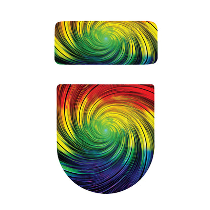 Colorful Swirl Print Toilet Lid And Tank Cover Set