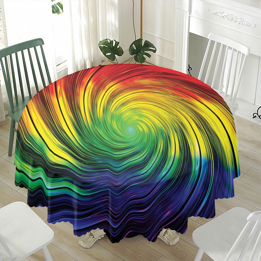 Colorful Swirl Print Waterproof Round Tablecloth