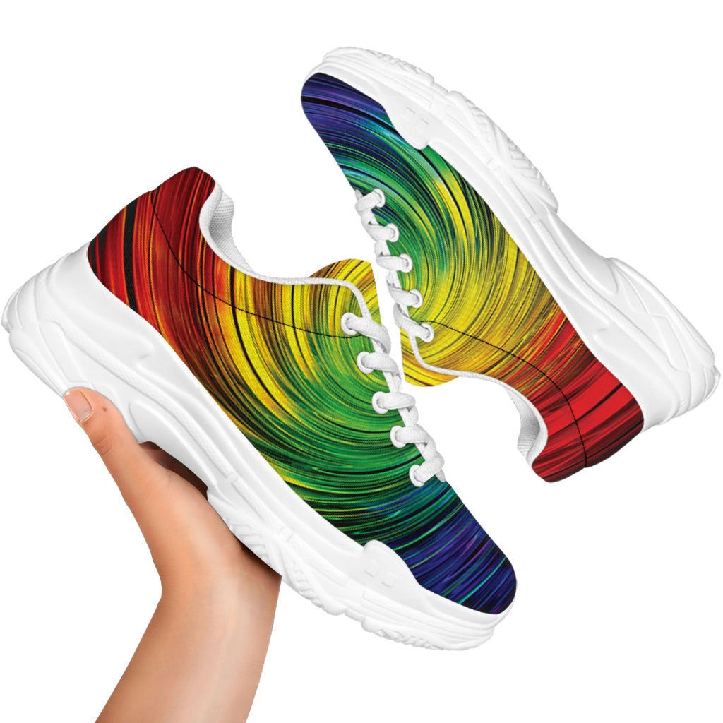 Colorful Swirl Print White Chunky Shoes