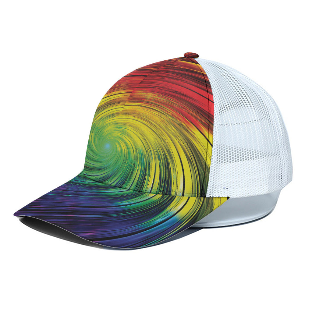 Colorful Swirl Print White Mesh Trucker Cap