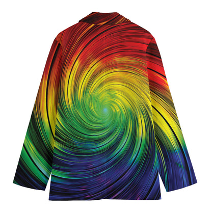 Colorful Swirl Print Women's Blazer