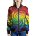 Colorful Swirl Print Women's Bomber Jacket