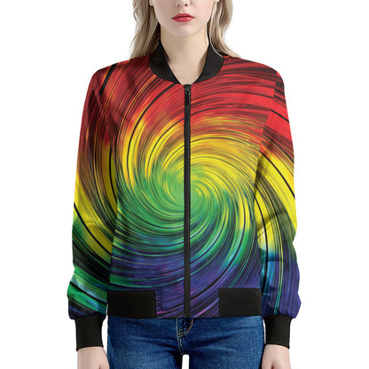 Colorful Swirl Print Women's Bomber Jacket