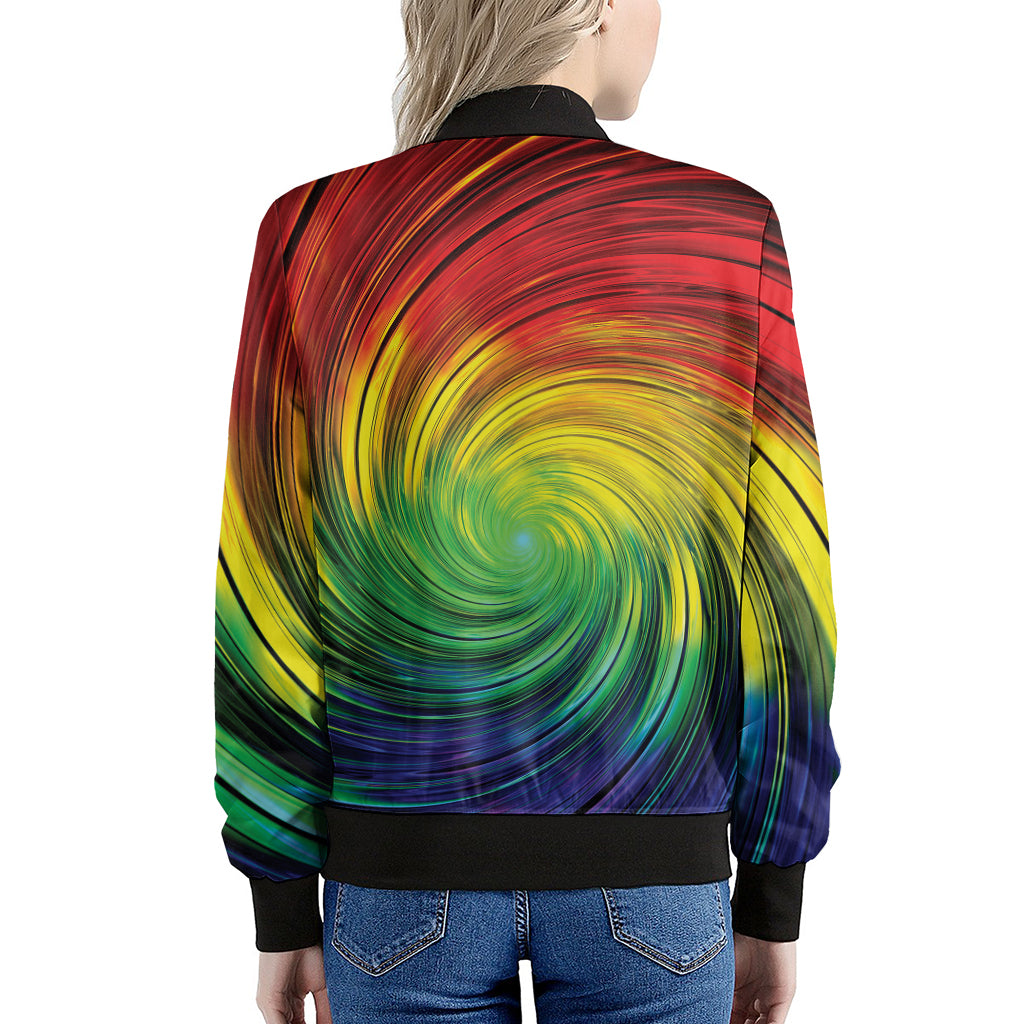 Colorful Swirl Print Women's Bomber Jacket