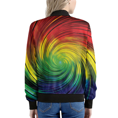 Colorful Swirl Print Women's Bomber Jacket