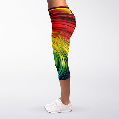 Colorful Swirl Print Women's Capri Leggings