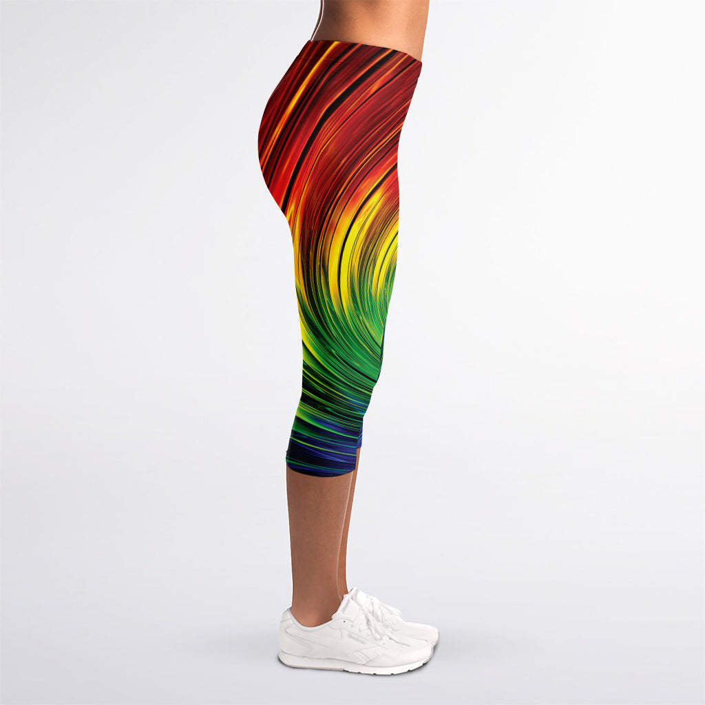 Colorful Swirl Print Women's Capri Leggings