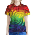 Colorful Swirl Print Women's Polo Shirt
