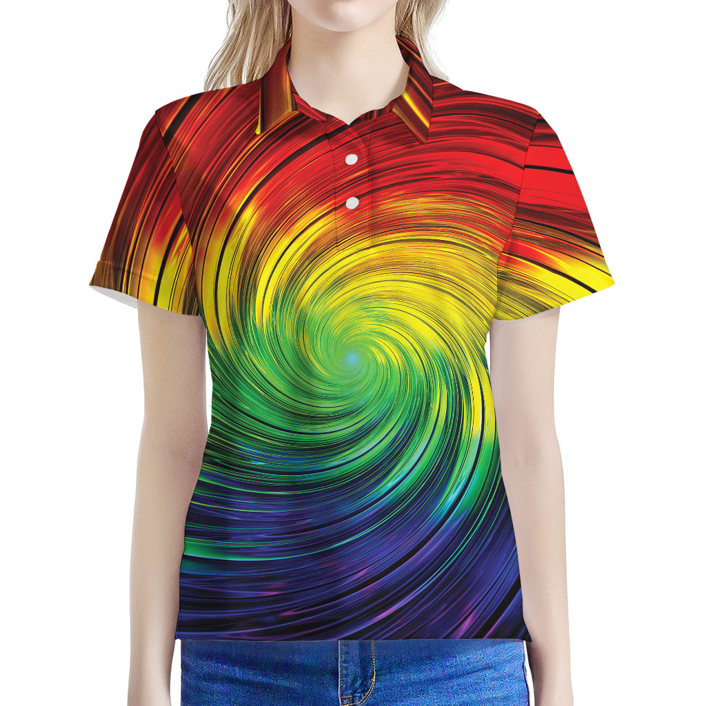 Colorful Swirl Print Women's Polo Shirt