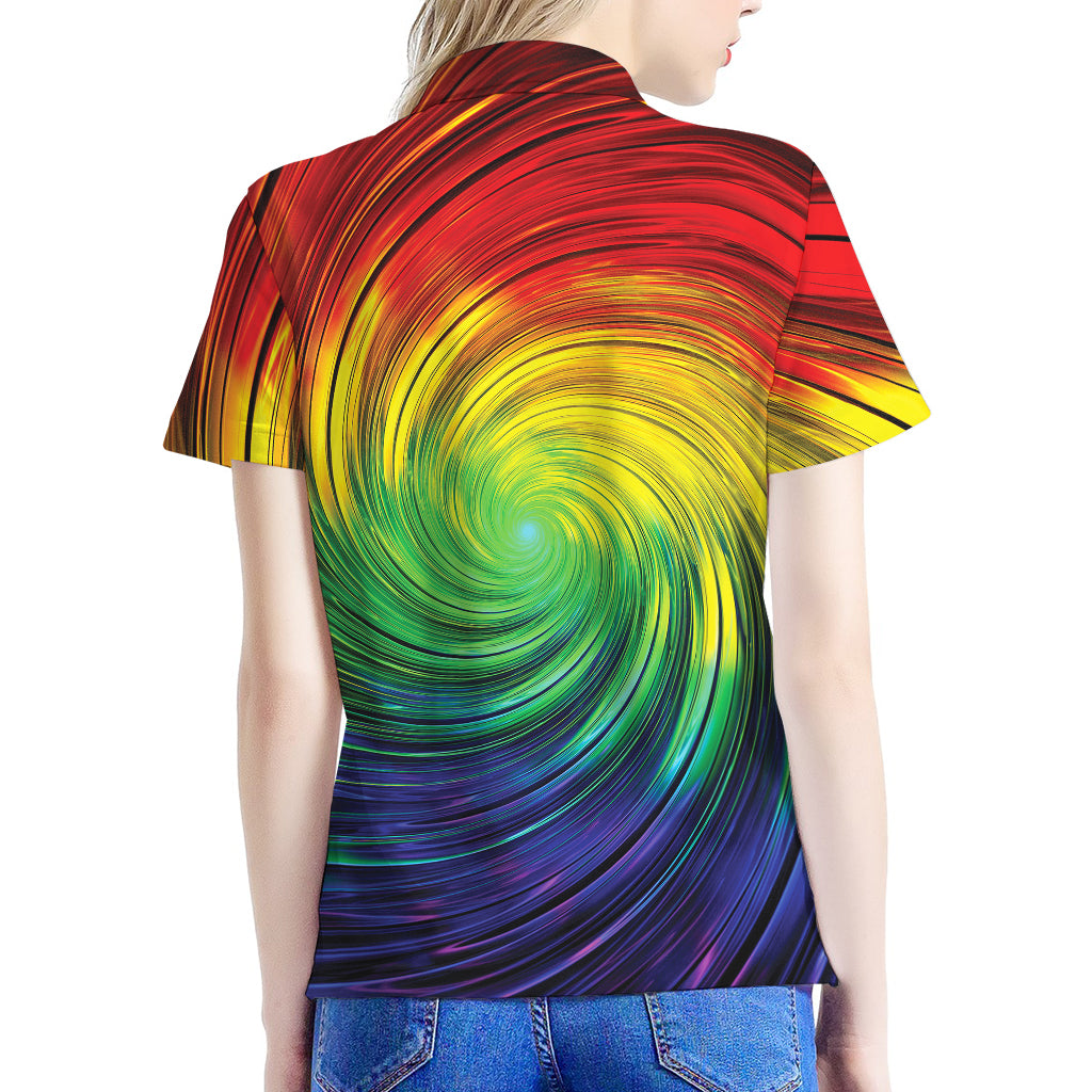 Colorful Swirl Print Women's Polo Shirt