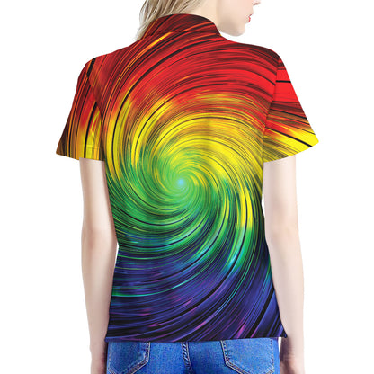 Colorful Swirl Print Women's Polo Shirt