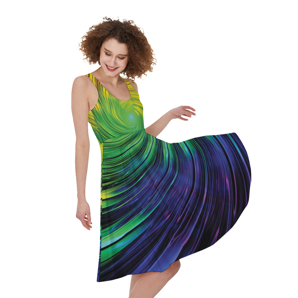 Colorful Swirl Print Women's Sleeveless Dress