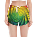 Colorful Swirl Print Women's Split Running Shorts
