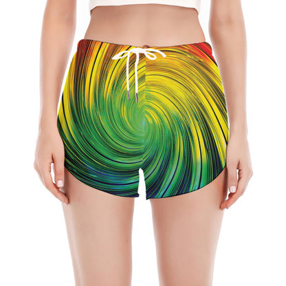 Colorful Swirl Print Women's Split Running Shorts