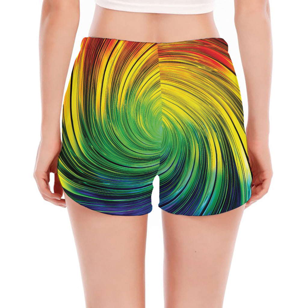 Colorful Swirl Print Women's Split Running Shorts