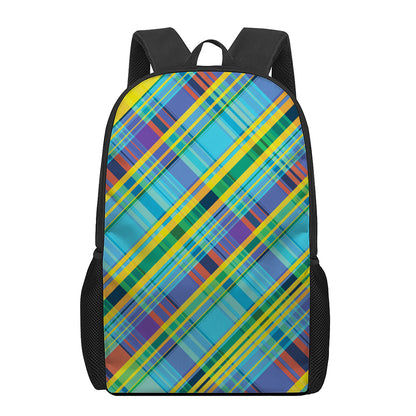 Colorful Tartan Pattern Print 17 Inch Backpack
