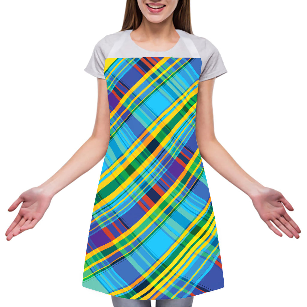 Colorful Tartan Pattern Print Adjustable Apron