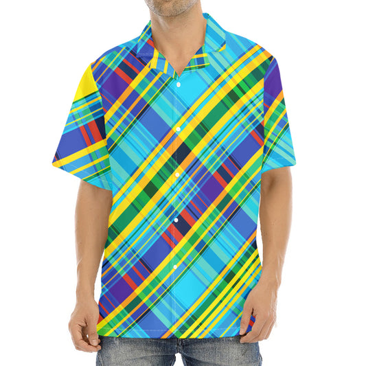 Colorful Tartan Pattern Print Aloha Shirt