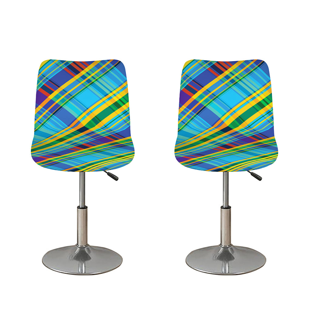 Colorful Tartan Pattern Print Bar Stool Covers