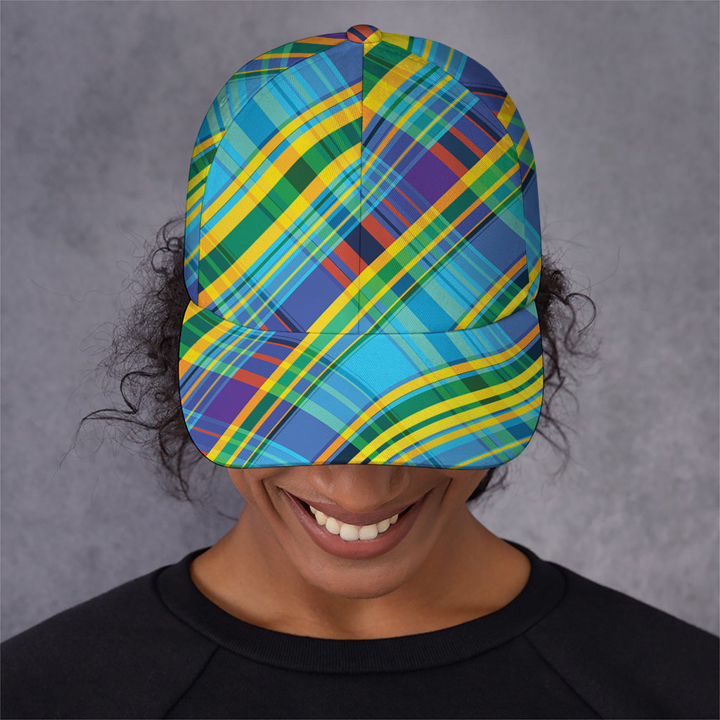 Colorful Tartan Pattern Print Baseball Cap