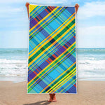 Colorful Tartan Pattern Print Beach Towel