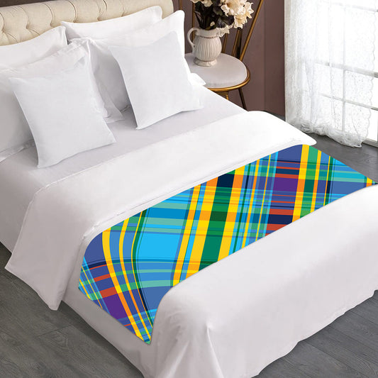 Colorful Tartan Pattern Print Bed Runner