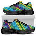 Colorful Tartan Pattern Print Black Chunky Shoes