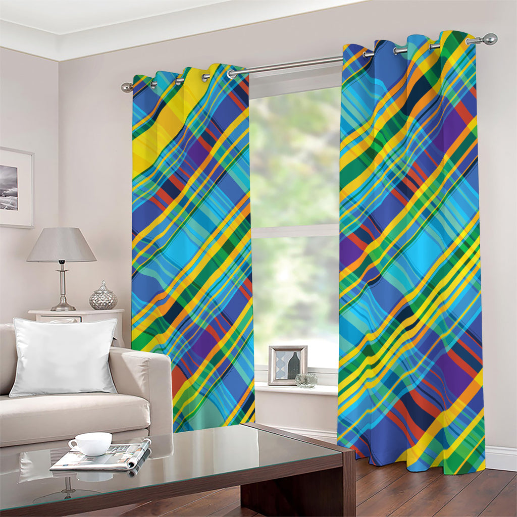 Colorful Tartan Pattern Print Blackout Grommet Curtains