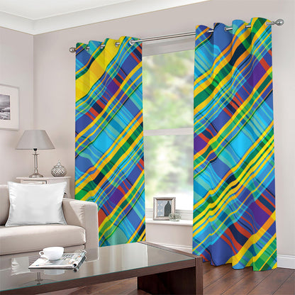 Colorful Tartan Pattern Print Blackout Grommet Curtains