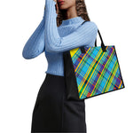 Colorful Tartan Pattern Print Canvas Tote Bag