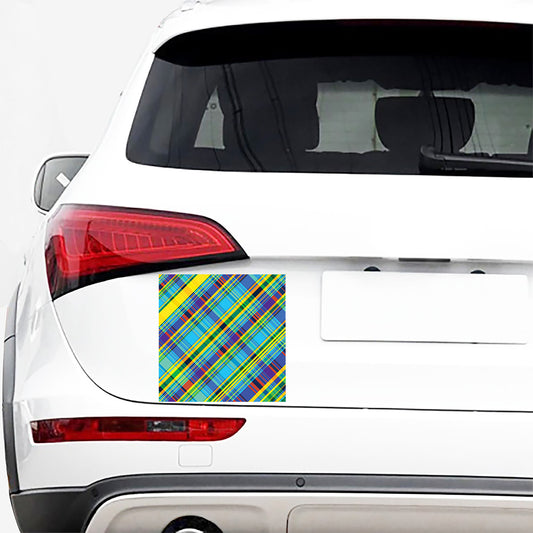 Colorful Tartan Pattern Print Car Sticker