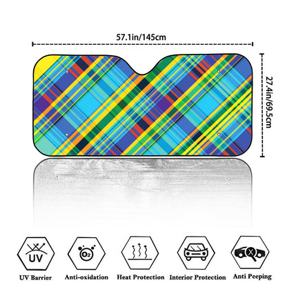 Colorful Tartan Pattern Print Car Windshield Sun Shade