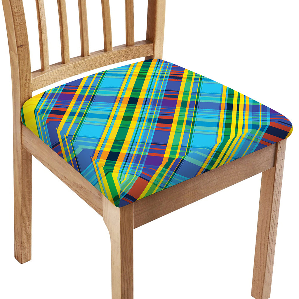 Colorful Tartan Pattern Print Chair Cushion Cover