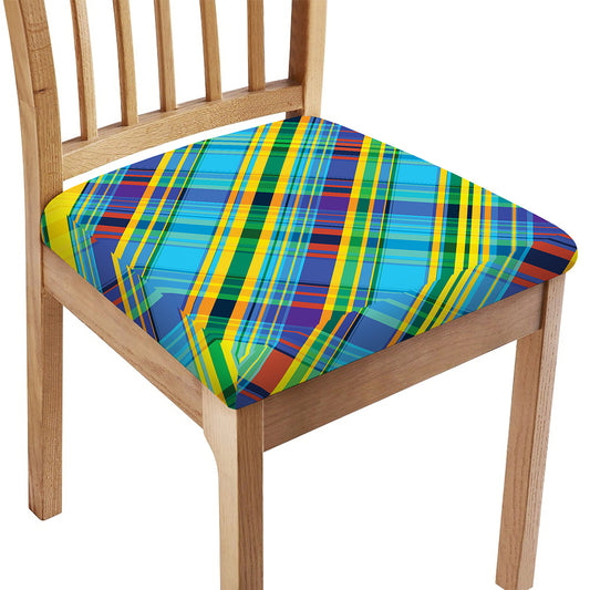 Colorful Tartan Pattern Print Chair Cushion Cover