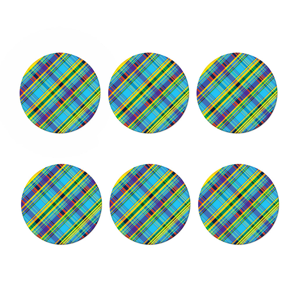 Colorful Tartan Pattern Print Coaster Set