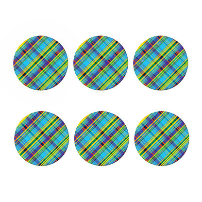 Colorful Tartan Pattern Print Coaster Set