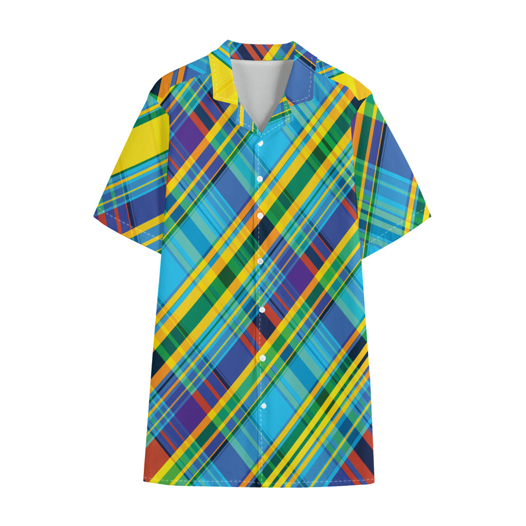 Colorful Tartan Pattern Print Cotton Hawaiian Shirt