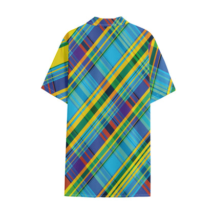 Colorful Tartan Pattern Print Cotton Hawaiian Shirt