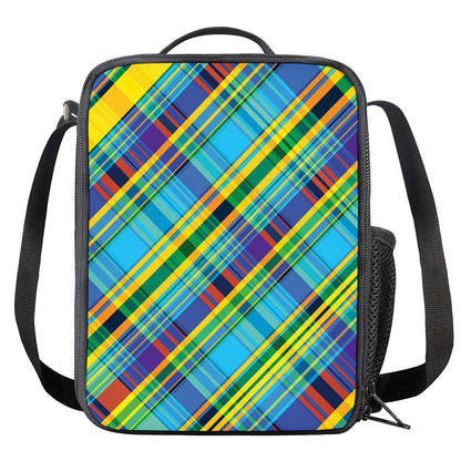 Colorful Tartan Pattern Print Crossbody Lunch Bag