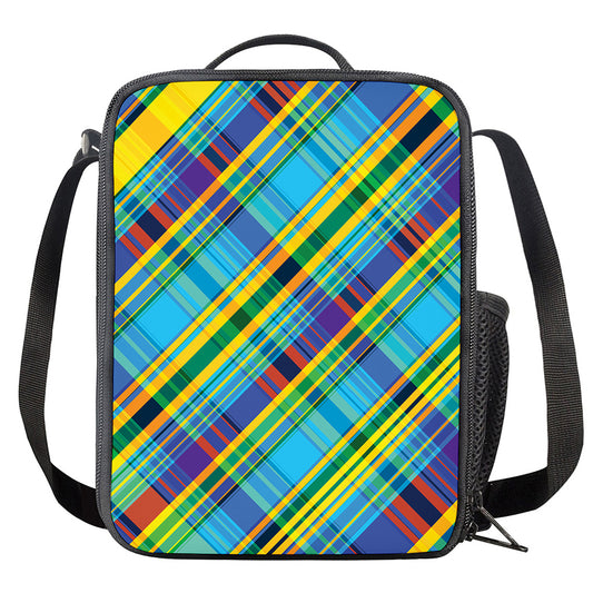 Colorful Tartan Pattern Print Crossbody Lunch Bag
